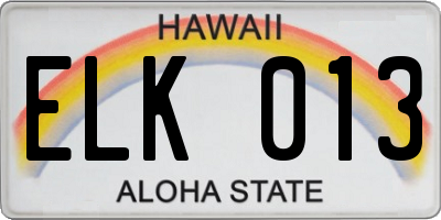 HI license plate ELK013