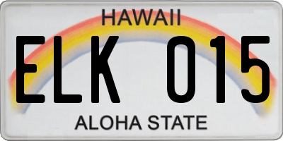 HI license plate ELK015