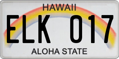 HI license plate ELK017