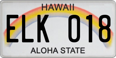HI license plate ELK018