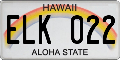 HI license plate ELK022