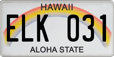 HI license plate ELK031