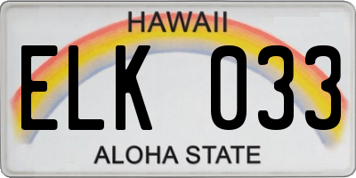 HI license plate ELK033