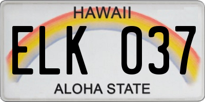 HI license plate ELK037