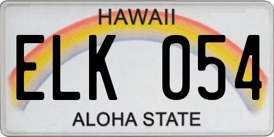HI license plate ELK054