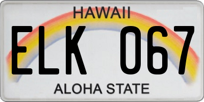 HI license plate ELK067