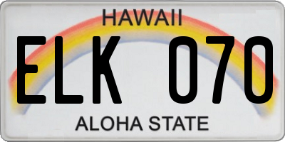 HI license plate ELK070