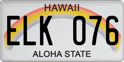 HI license plate ELK076