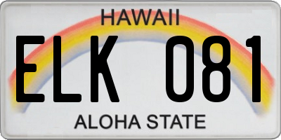 HI license plate ELK081