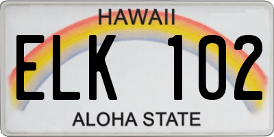 HI license plate ELK102