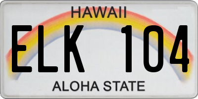 HI license plate ELK104