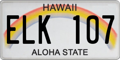 HI license plate ELK107