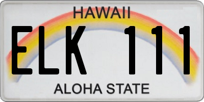 HI license plate ELK111