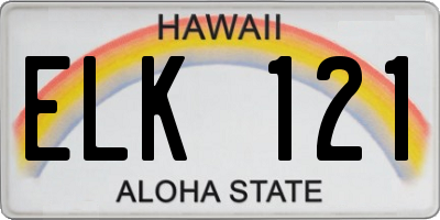 HI license plate ELK121