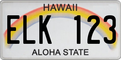 HI license plate ELK123