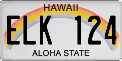 HI license plate ELK124