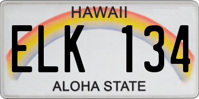 HI license plate ELK134