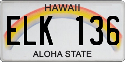 HI license plate ELK136