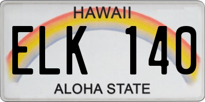 HI license plate ELK140