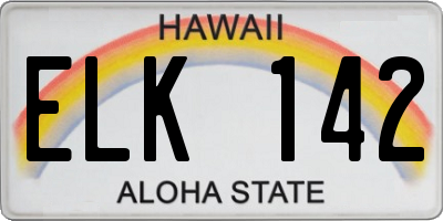 HI license plate ELK142