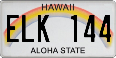 HI license plate ELK144