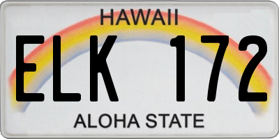 HI license plate ELK172