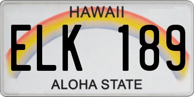 HI license plate ELK189
