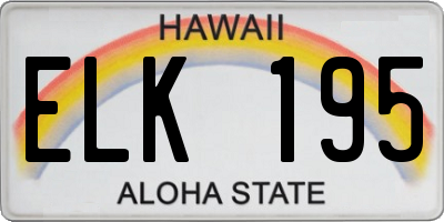HI license plate ELK195