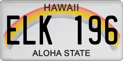 HI license plate ELK196