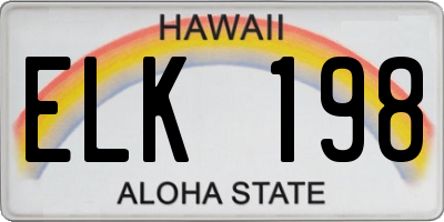 HI license plate ELK198