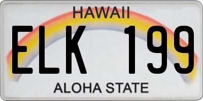 HI license plate ELK199