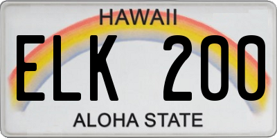 HI license plate ELK200