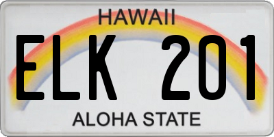 HI license plate ELK201