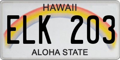 HI license plate ELK203