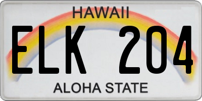 HI license plate ELK204