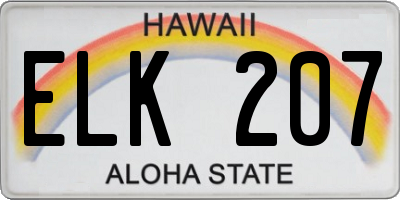 HI license plate ELK207