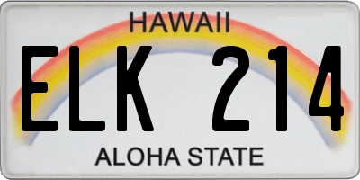 HI license plate ELK214