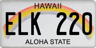 HI license plate ELK220