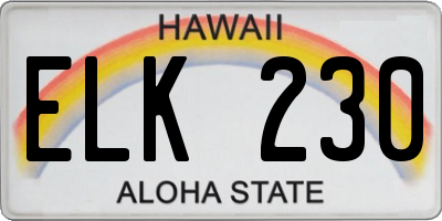 HI license plate ELK230