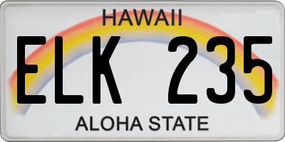 HI license plate ELK235