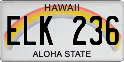 HI license plate ELK236
