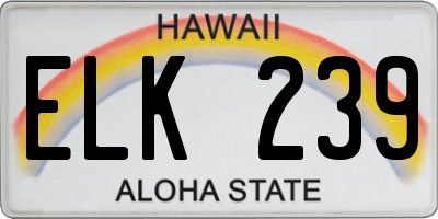 HI license plate ELK239