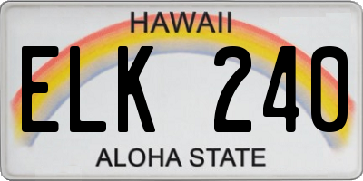 HI license plate ELK240