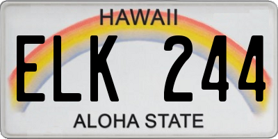 HI license plate ELK244