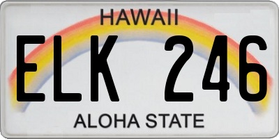HI license plate ELK246