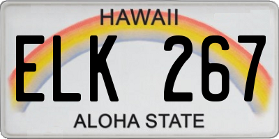 HI license plate ELK267