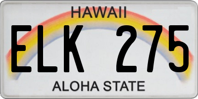 HI license plate ELK275