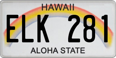HI license plate ELK281