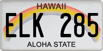 HI license plate ELK285