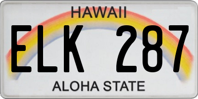 HI license plate ELK287